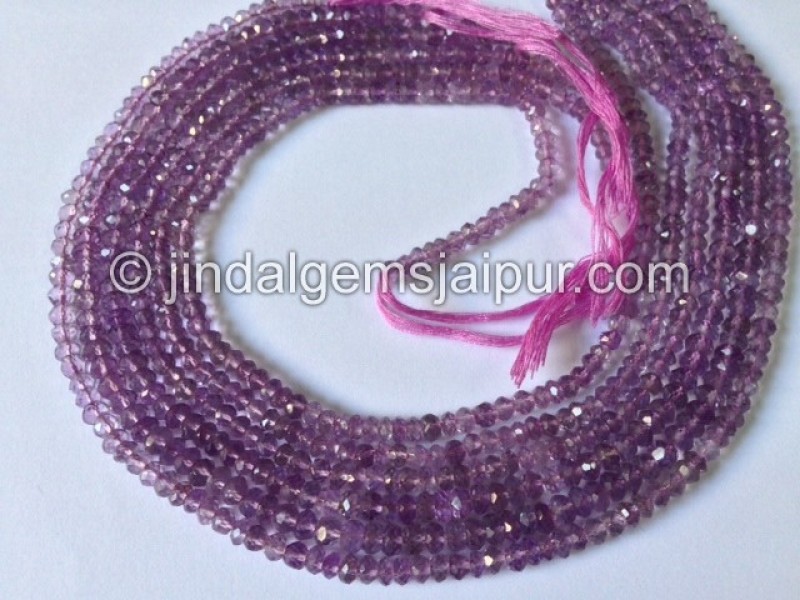 Pink Amethyst Faceted Roundelle Shape Beads